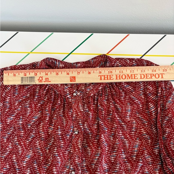 Veronica Beard Red Printed Button-Down Blouse size 6 100% silk boho EUC - Picture 14 of 14